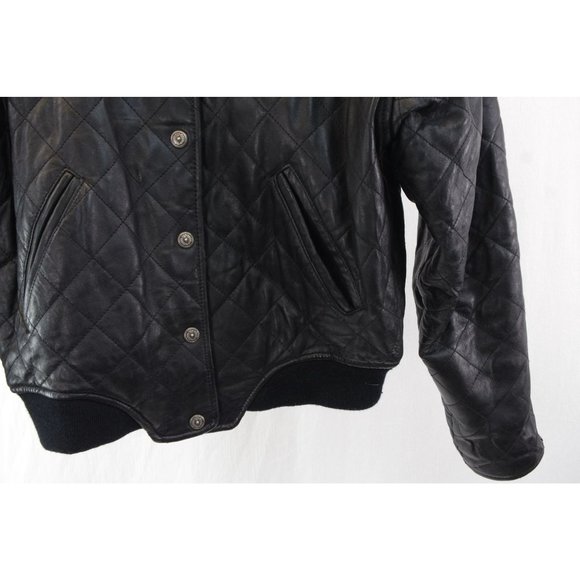 EUC VTG Express Moto Leather Jacket | Sz XS, Diamond Quilted w/Thinsulate, Black - Picture 5 of 7